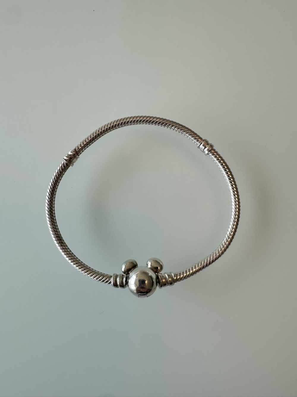 Pandora Mickey Head Charm Snake Chain Bracelet - Picture 2 of 6